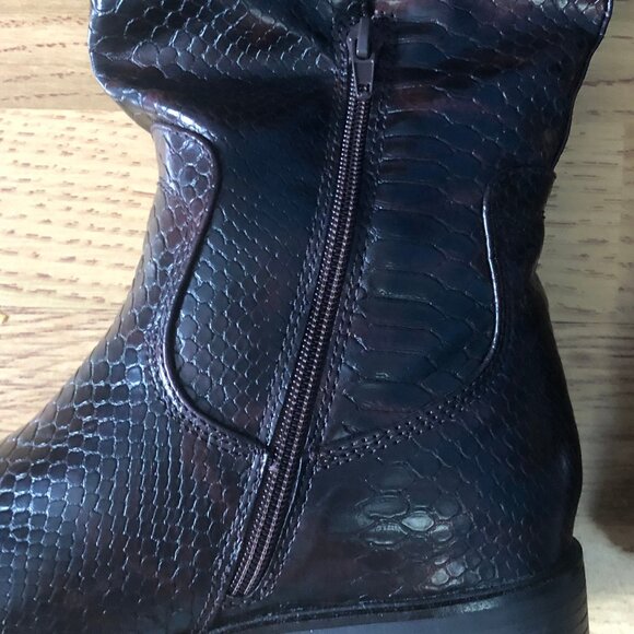 K STUDIO (Size 10) Dark Brown Alligator/Snake Knee Boots - Picture 4 of 7